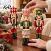 Collectible Christmas Crafts 3 Pcs Wooden Nutcracker Figurine, Traditional Soldier Retro Style Holiday Props Decoration, Vintage Tabletop Centerpiece