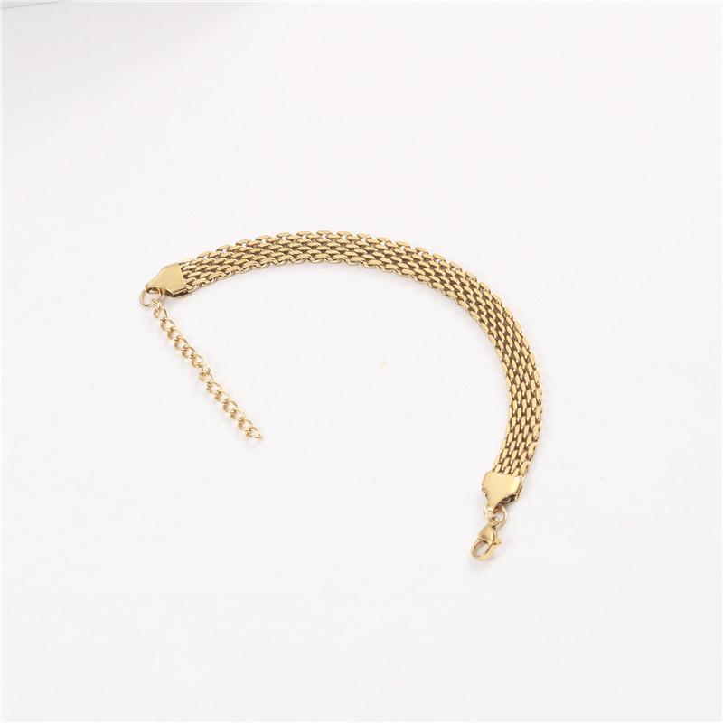 New Style Wide Thick Belt Chain Bracelet Women's 18K Gold Plated Stainless Steel Mesh Bracelet Women