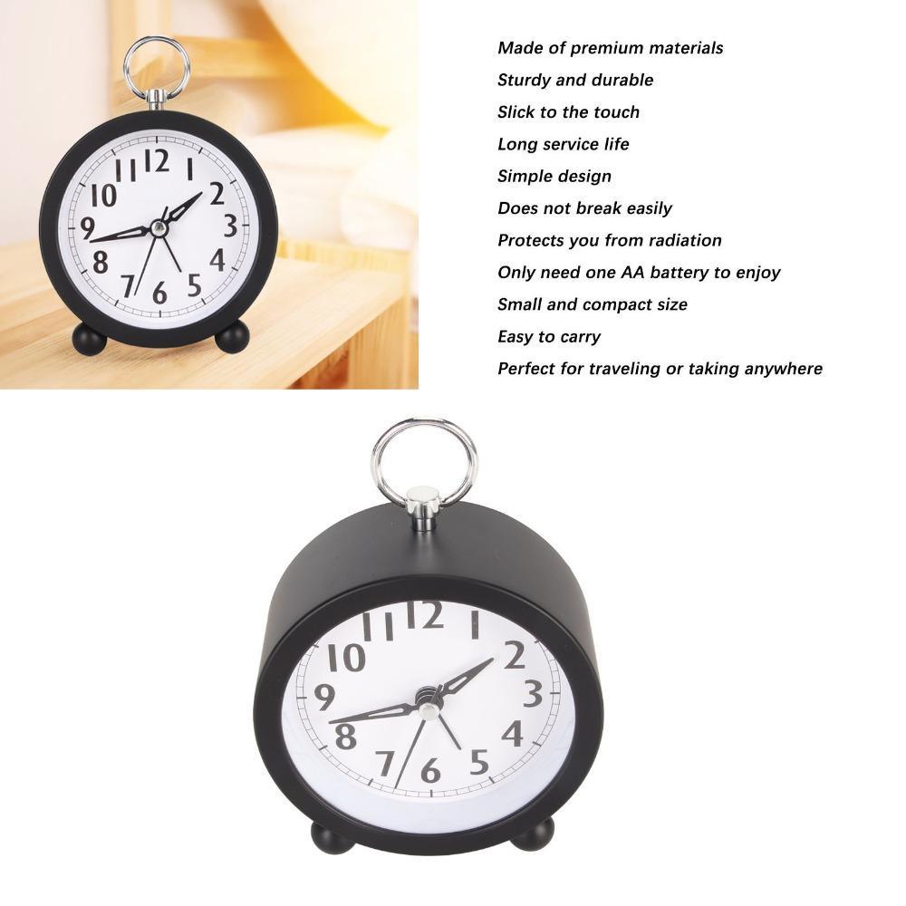 Silent Non-Ticking Alarm Clock Round Table Clock Simple Travel Alarm Clock  For Bedroom