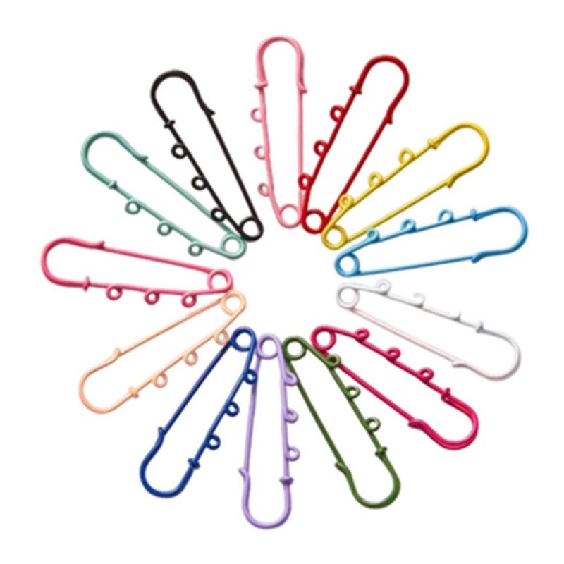 10Pcs Heavy Duty Safety Pins 2 Inch with 3 Holes Metal Kilt Pins Fasteners for DIY Brooch Making Blanket Knitted Fabric