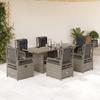 Vidaxl 7-Cz. Gartenmöbel-Set mit Kissen, Grau, PE-Rattan