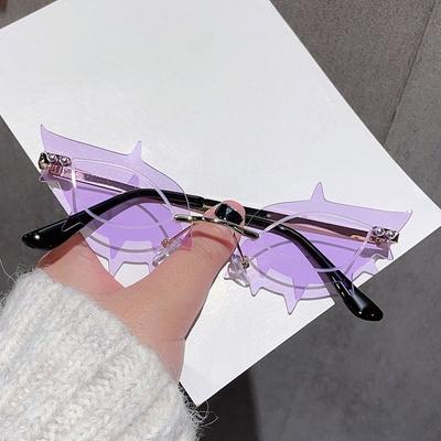 Rimless Party Hip-Hop Sunglasses Vintage Frameless Tinted Lens Spike Sunglasses