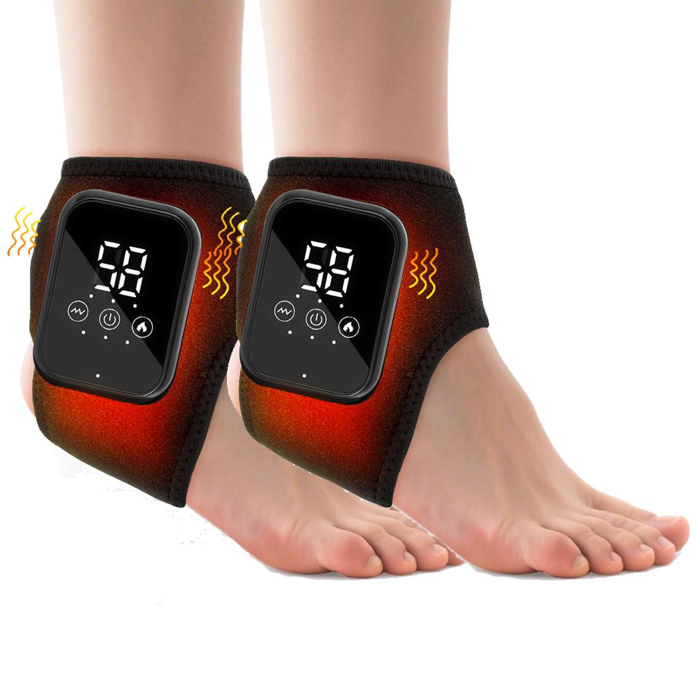 1Pair Foot Ankle Massage Belt Heating Vibration Relaxation Brace for Joint Sprain Ankle Support Care Plantar Fasciitis Relief