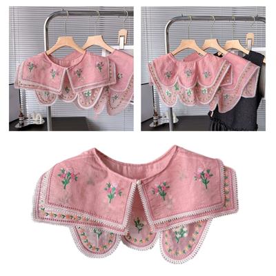 Embroidered Flower False Collar for Women Girls Elegant Detachable Faux Collar Blouse Collar Fashion Clothes Accessories