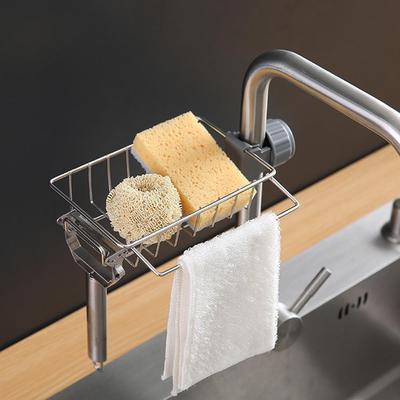 1 stücke Edelstahl Küche Waschbecken Wasserhahn Lagerung Racks Badezimmer Einstellbare Lappen Schwamm Ablassen Rack Regale