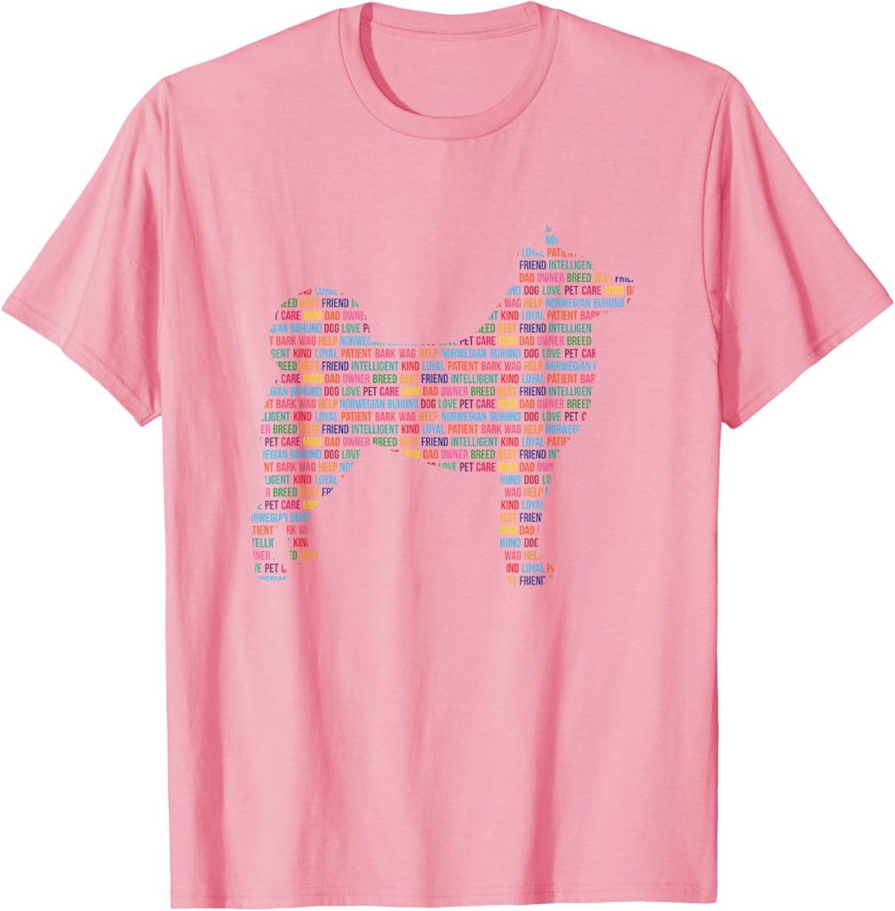 Norwegian Buhund Word Cloud Silhouette Graphic Print Men's Cotton T-Shirt Casual Trip Tee