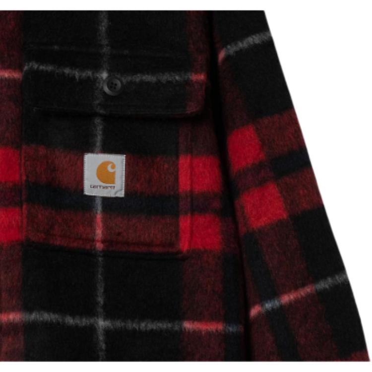 Carhartt WIP Plaid Logo Label Long Sleeve Shirt Jacket Men Jackets Red I030790-18X-XX