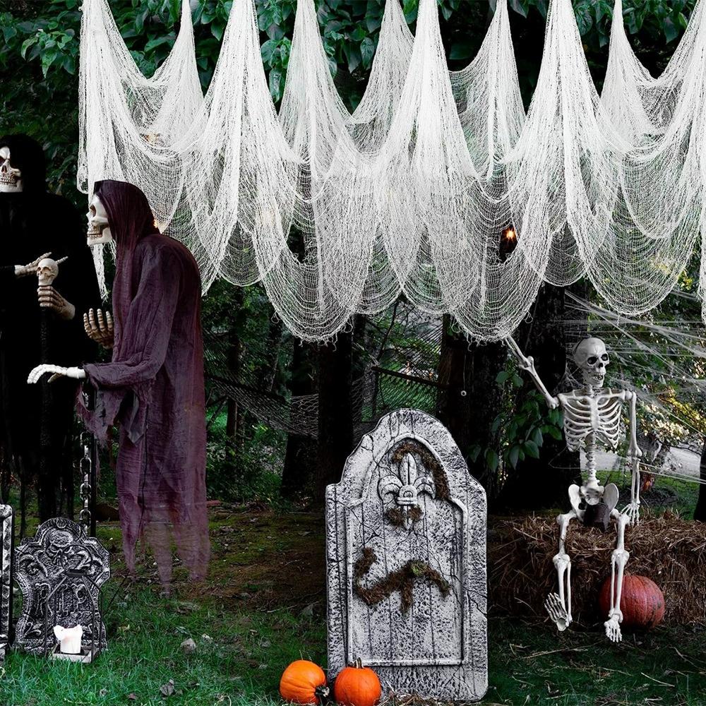 76X183 Cm Black Halloween Gauze Creepy Cloth Black Netting Spider Web Decor Halloween Horror House Party Decoration
