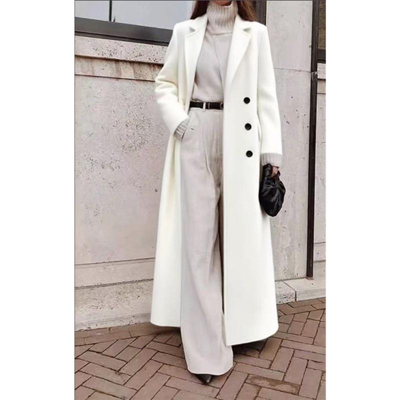 Cappotto Caldo di Lana Casual da Donna Autunno Inverno Monocolore