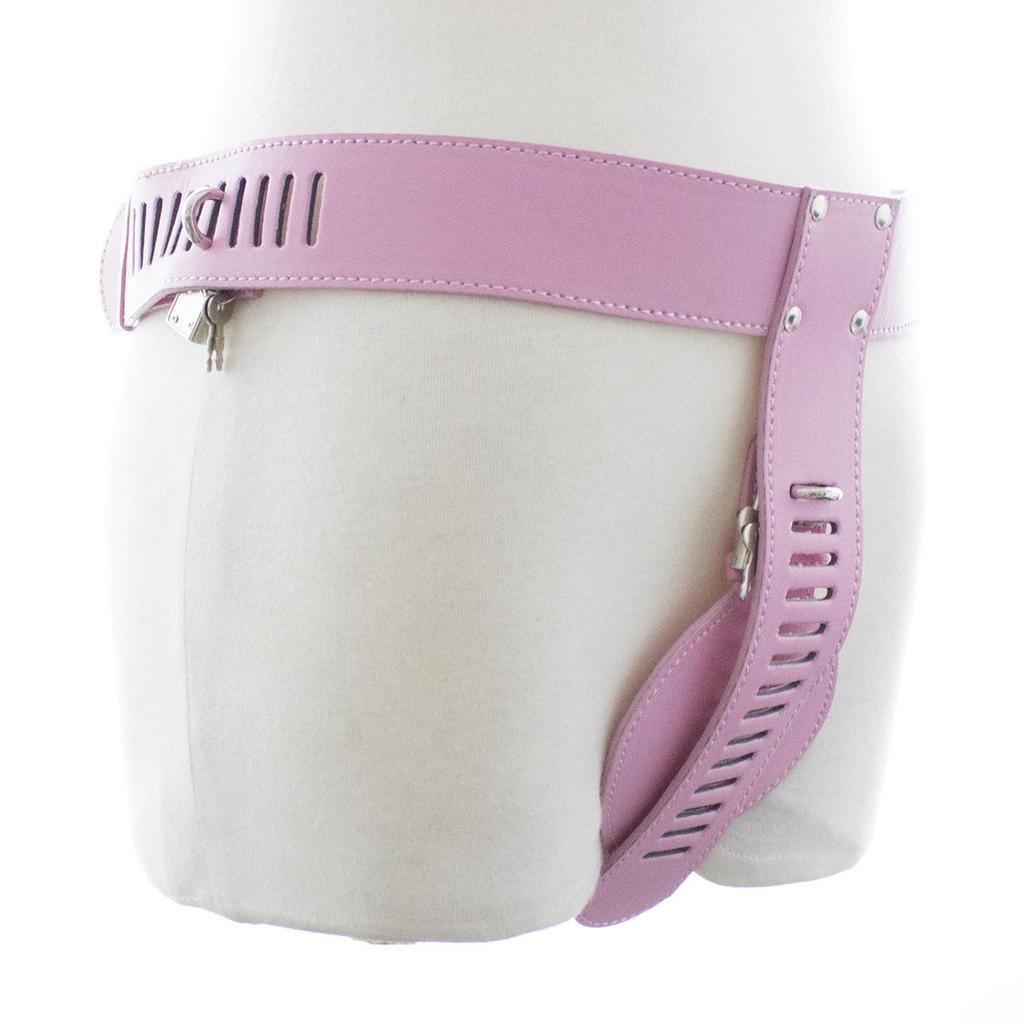 Pink PU Leather Chastity Pants Restraint Toys for Couples