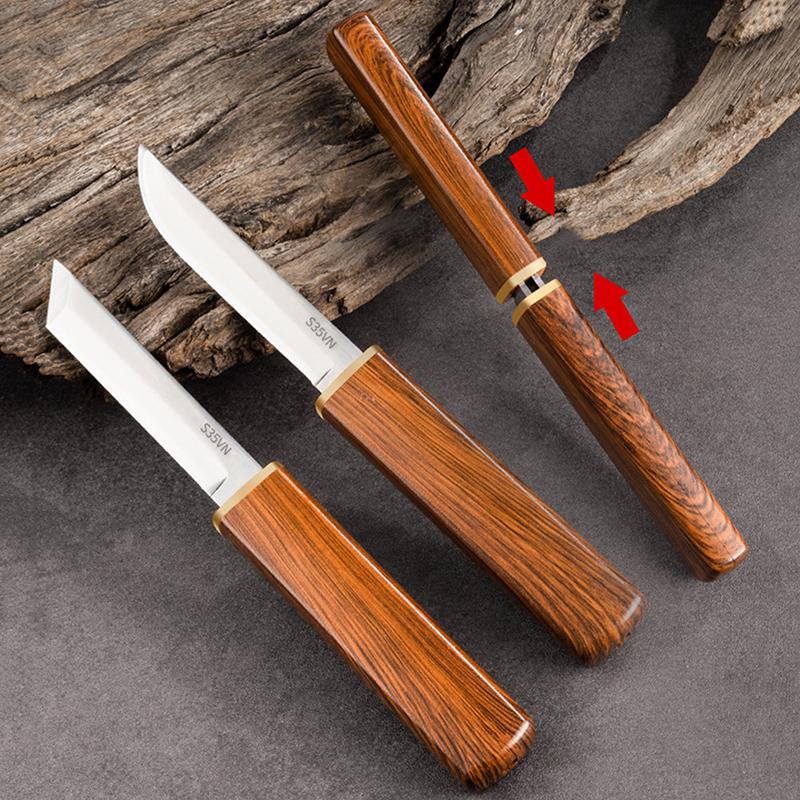 2pcs Kitchen Knives Double-Blade Combination Butcher Meat Cleaver Pocket Knife Boning Peeling Barbecue Fishing Knife