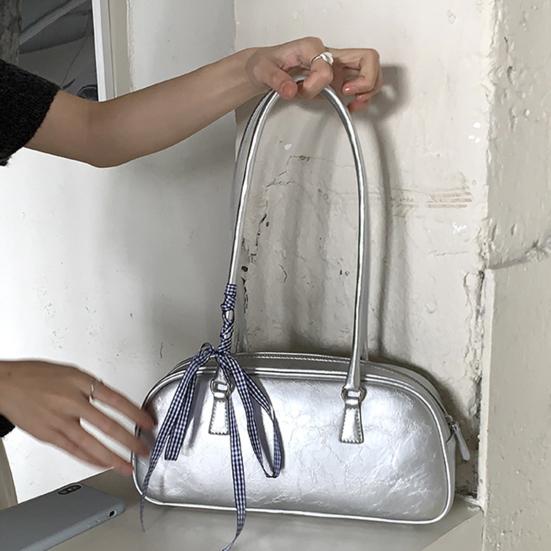 Women Single Shoulder Bag Faux Leather Waterproof Large Capacity Solid Color Casual Zipper Ladies Girls