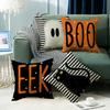 New Halloween Black Cat Striped Linen Pillow Cover Ghost Retro Elements Home Living Room Bedroom Sofa Decoration