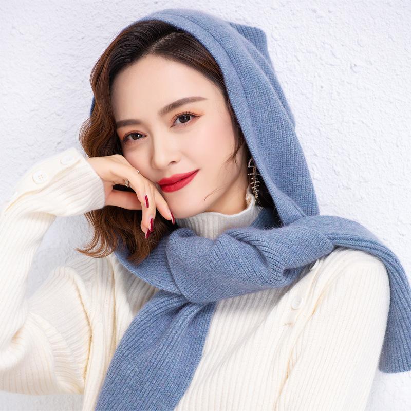 

Внешний платок женский термо шарф с капюшоном вязаный универсальный декоративный шарф на плечо поддельный воротник однотонный 40*110