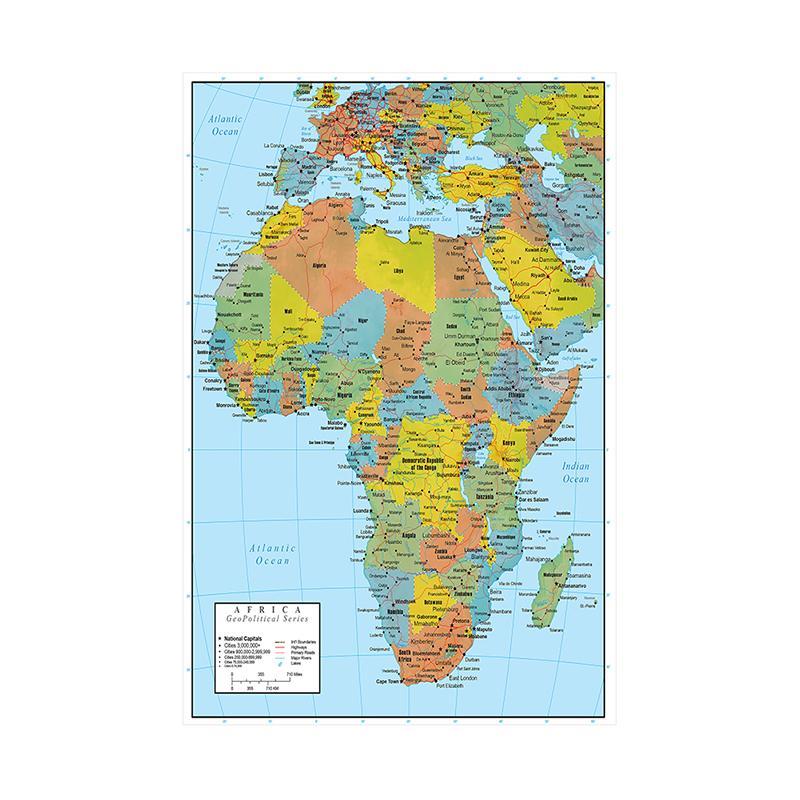 

Poster Painting Wall Art Travel Gifts Print for Home Office Classroom Africa Map Political Distribution Map 2011 Year 42*59cm