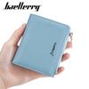 Baellerry Women's Short Purse Pu Leather Wallet Zipper Coin Purse Snap Button Billfold Simple Fashion Card Holder