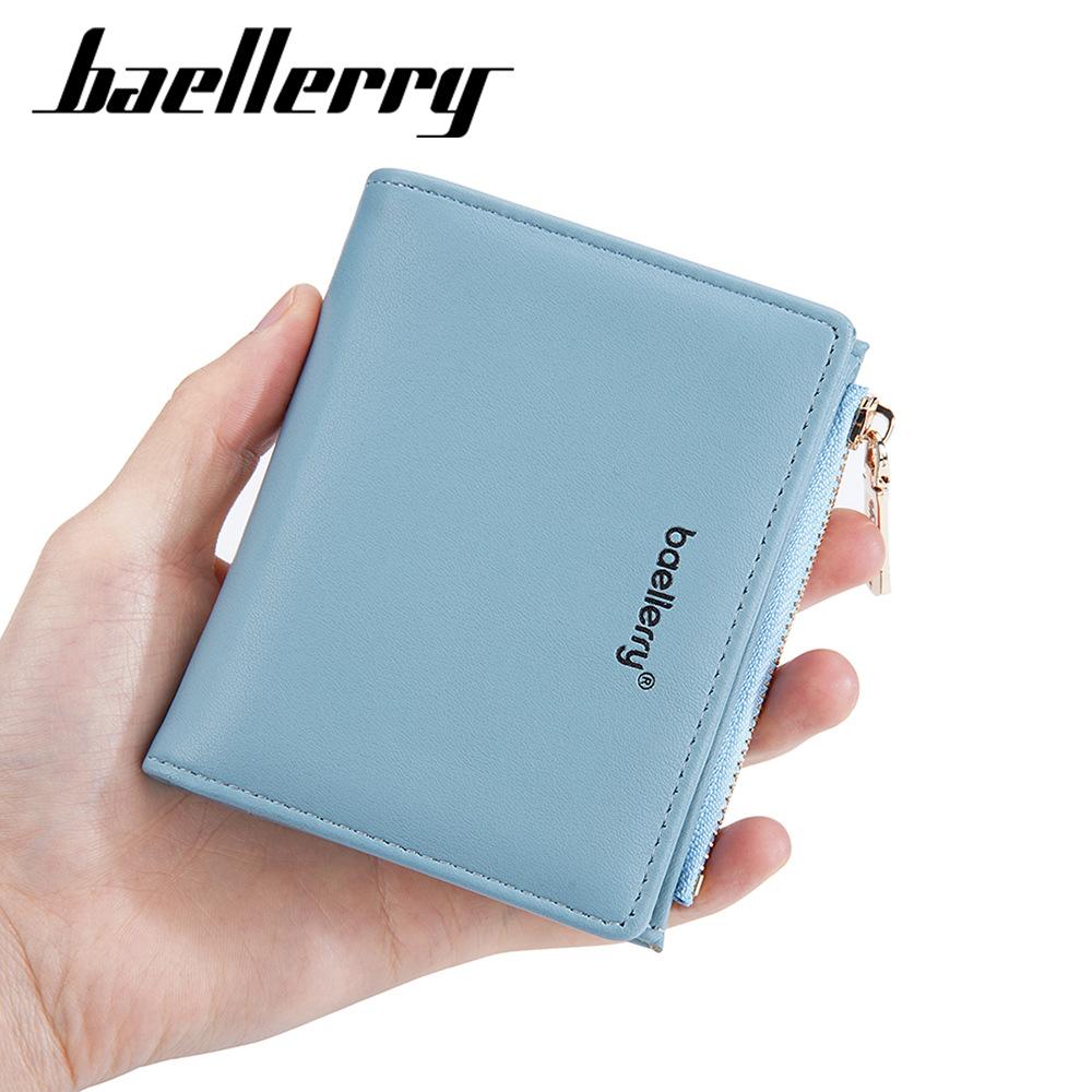 Baellerry Women's Short Purse Pu Leather Wallet Zipper Coin Purse Snap Button Billfold Simple Fashion Card Holder
