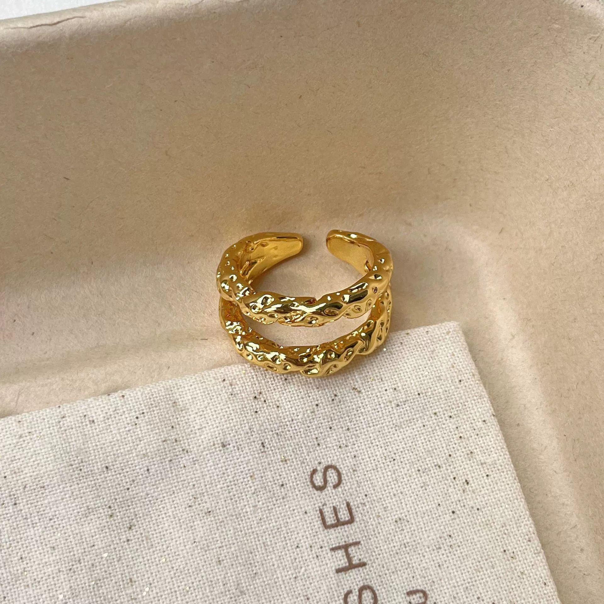 Элегантное ретро кольцо-капля с двойным слоем, регулируемое, для женщин - Модный и универсальный дизайн для указательного пальца Adjustable