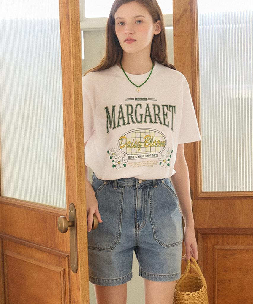 OURHOPE Checkerboard Margaret T-Shirt - White