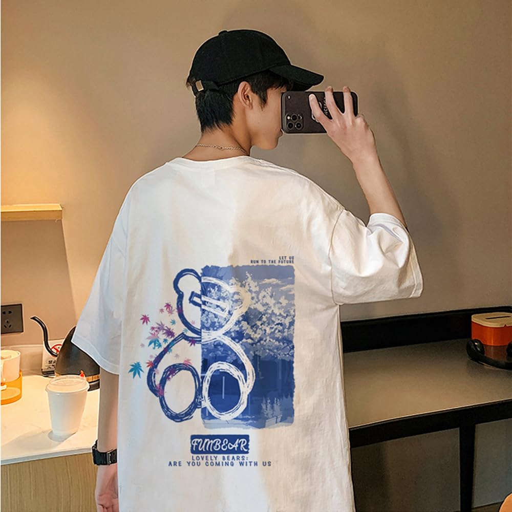 Summer clothes for short sleeve crew large cute bear light and soft stylish spring and summer 2XL [Aaronlive] men, t-shirt, neck, stylish, size,