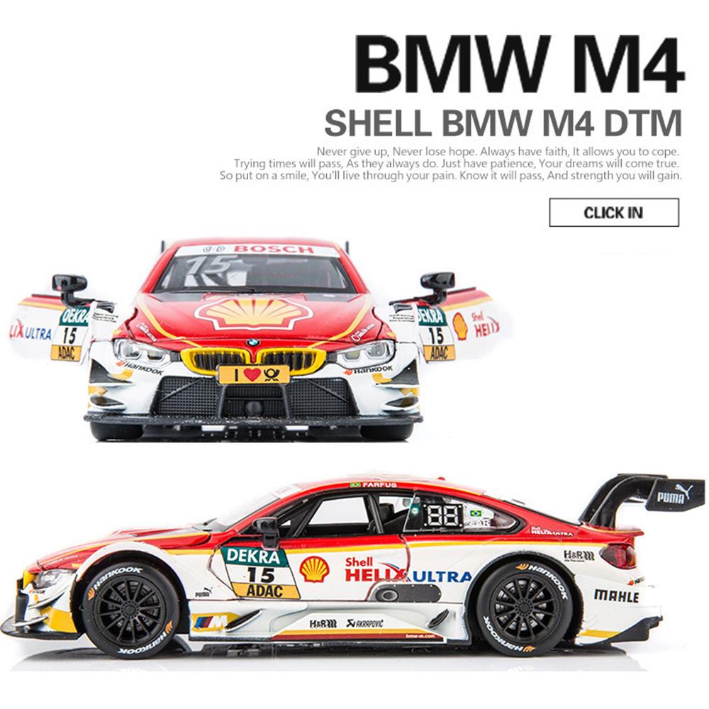 AAAOM1 1:32 Scale BMW M4 DTM Car Model Toy Doors Opened Metal Diecast Music Light Pull Back Racing Cars Models Toys Kids Hobby Gifts