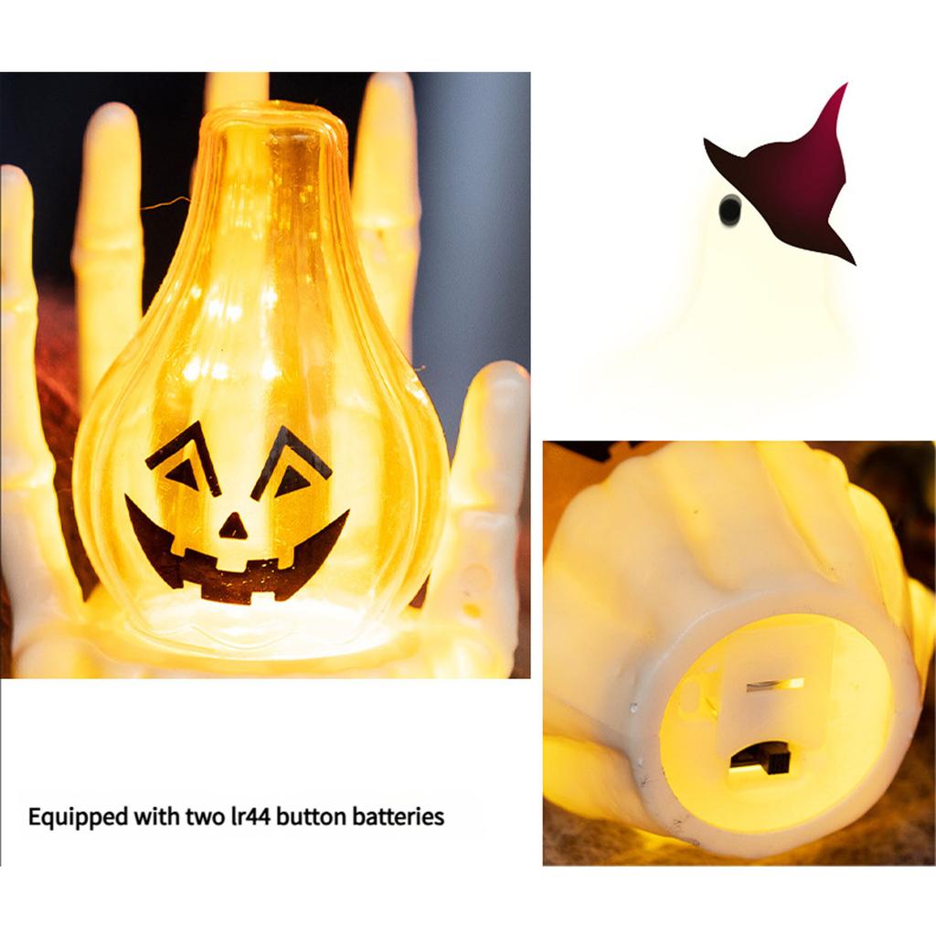 Halloween Spooky Lamp Decoration Lighting Up Skeleton Hand with LED Light Bulb for Indoor and Outdoor Home Decorations