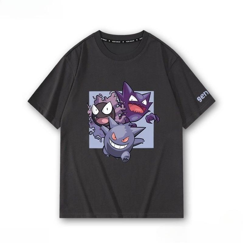 Pokémon Gengar Printing Tee 100 Cotton Tshirt Mens 2026 Summer Fashion Oversize Street Casual Y2K Tops Streetwear Clothing