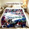 Butterfly Theme Soft Blanket Personalized Custom Name Text Print Warm Blanket Home Sofa Bedroom Decor