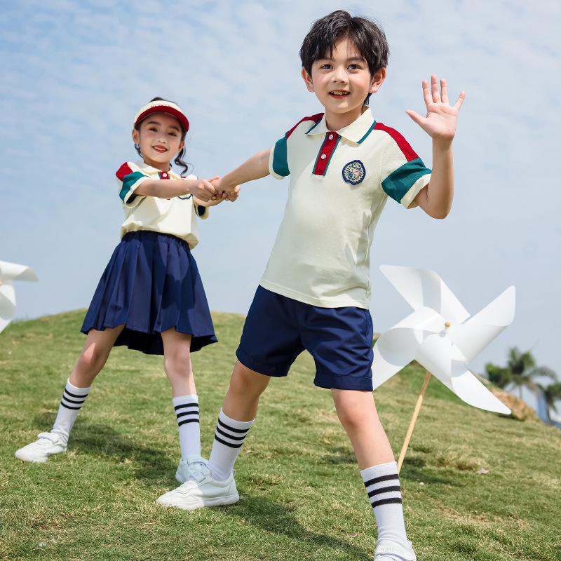 Children's Pure Cotton School Uniform Set for Summer, Spring & Autumn