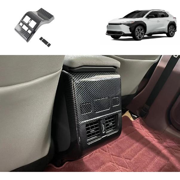 

Car Accessories Compatible with Toyota New BZ4X 2023 2024 2025 Interior Rear Air Vent Outlet Panel Anti Kick Cover Trim ABS 4PC(Peach Wood Style) Carbon Fiber Style