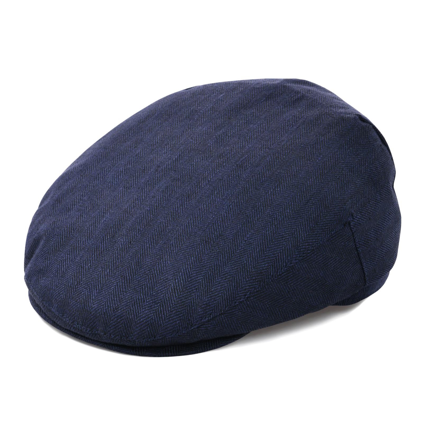 

JANGOUL Natural Linen Flat Cap Lightweight Summer Cooling Eco-Friendly Newsboy Hat Golf Driving & Outdoor Style 58CM тёмно-синий