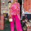 2026 Summer Chiffon Two-Piece Set: Casual Round Neck Print for Women
