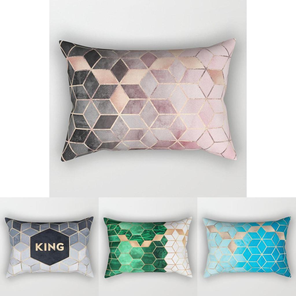 Vibrant Peach Skin Rectangle Pillow Case Showcasing Artistic Geometric Marble Print For Elegant Home Accents