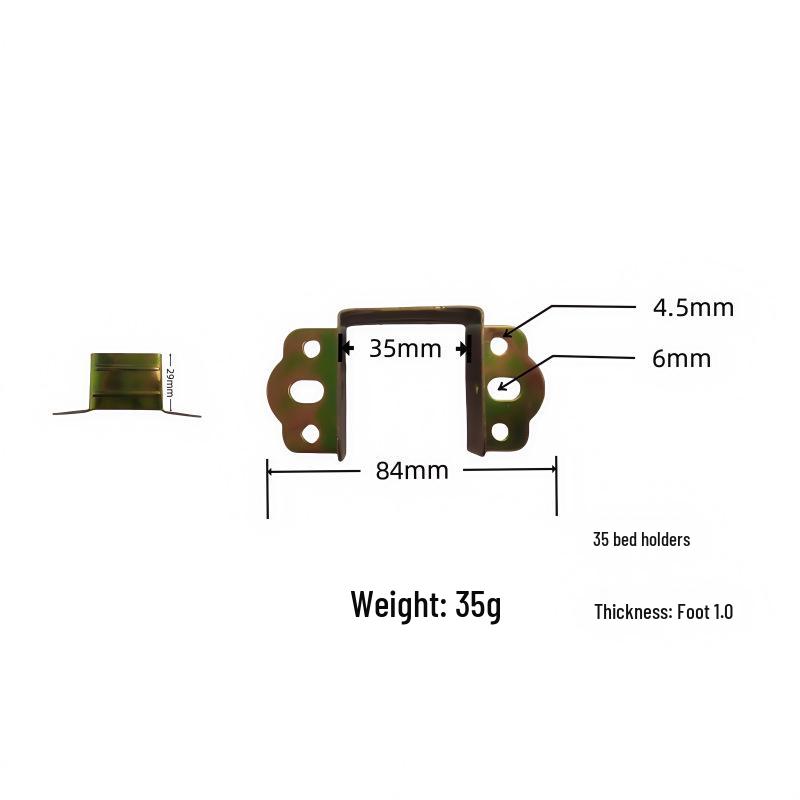 Solid Wood U-Shaped Bed Rail Hinge Support Bracket with Insert Buckle