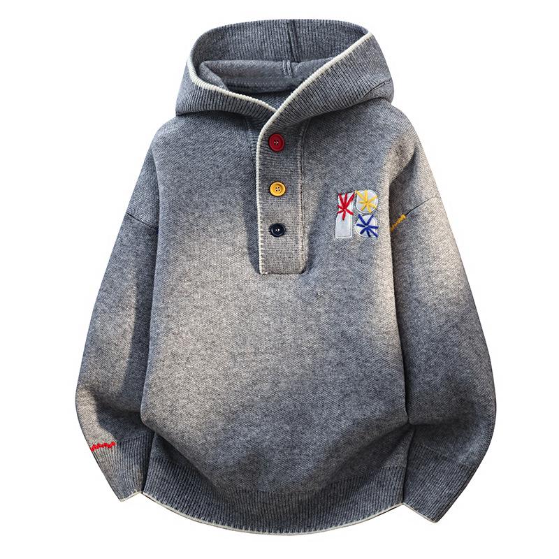 

Hooded Knitwear: American High Street Style Men s Base Layer Sweater, High Quality, Perfect for Couples XL сірий колір