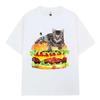 Hamburger Lustige Katze Lustiges Meme T-Shirt Herren Damen Lässige Mode Vintage T-Shirts Sommer Baumwolle Übergroß Kurzarm T-Shirts