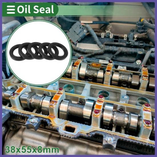 Oil Seal Seal Ring Rotary Shaft Seal NBR Rubber 38x55x8mm Black 5Pcs