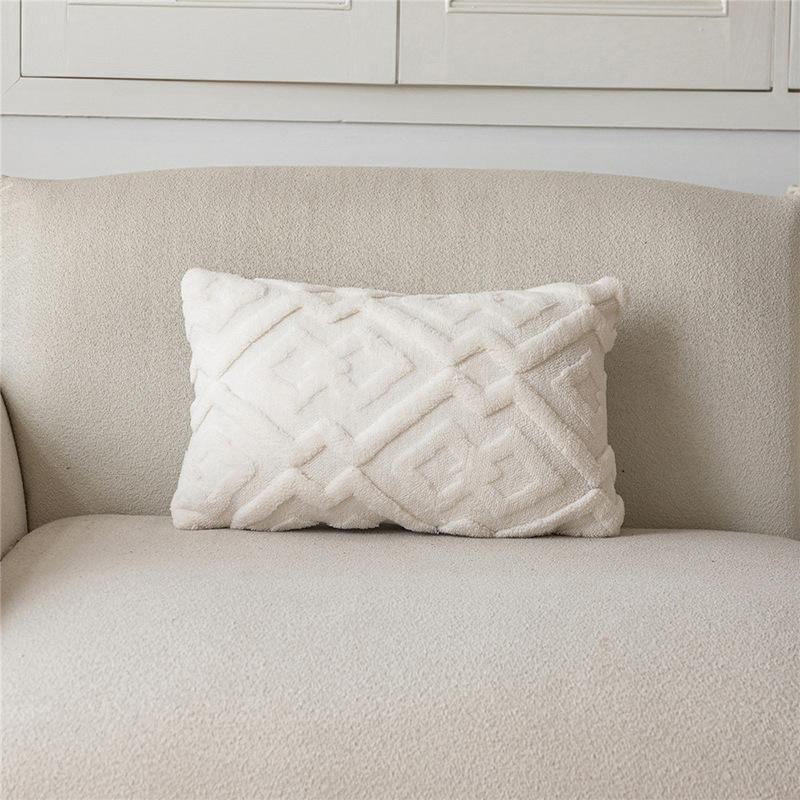 New Sofa Pillow Shu Cotton Velvet Rice Pattern Living Room Sofa Decorative Waist Pillow Case Home Pillow Case