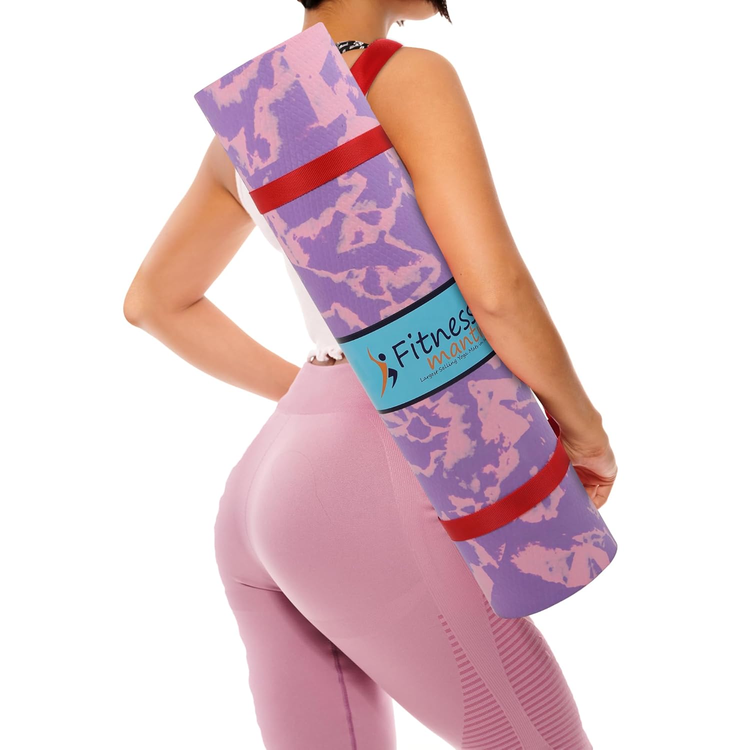 

Коврик для йоги с нескользящим мраморным дизайном толщиной 6 мм с ремнем для переноски для мужчин и женщин | Кол-во - 1 шт. | Серый | 182.9L x 60W x 0.6Th CM