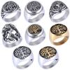 Mens Vintage Hip Hop Style Tree of Life Botanical Element Stainless Steel Ring