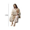Figurine de Jésus en Résine Figurine en Résine Faite à la Main Design Assis Je Suis Toujours avec Vous Panneau Statue de Jésus-Christ Compagnon de Bureau Décoration de Maison