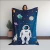 Astronaut Blanket, Galaxy Fleece Blanket, Rocket and Planets Blanket, Kids Space Blanket, Astronaut and Earth Blanket, Solar System Decor