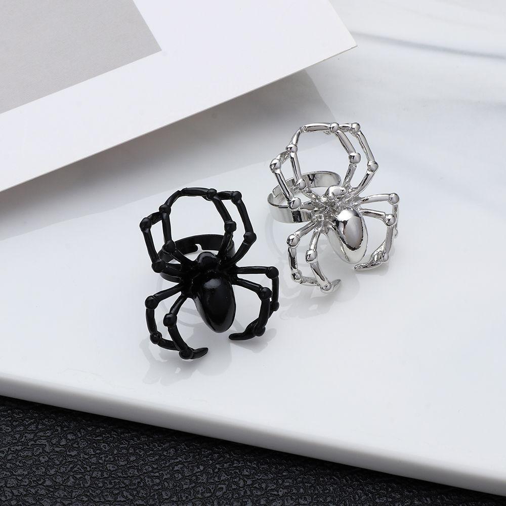 Adjustable Hip Hop Stainless Steel Biker Promise Spider Ring Simulation Animal Halloween Punk