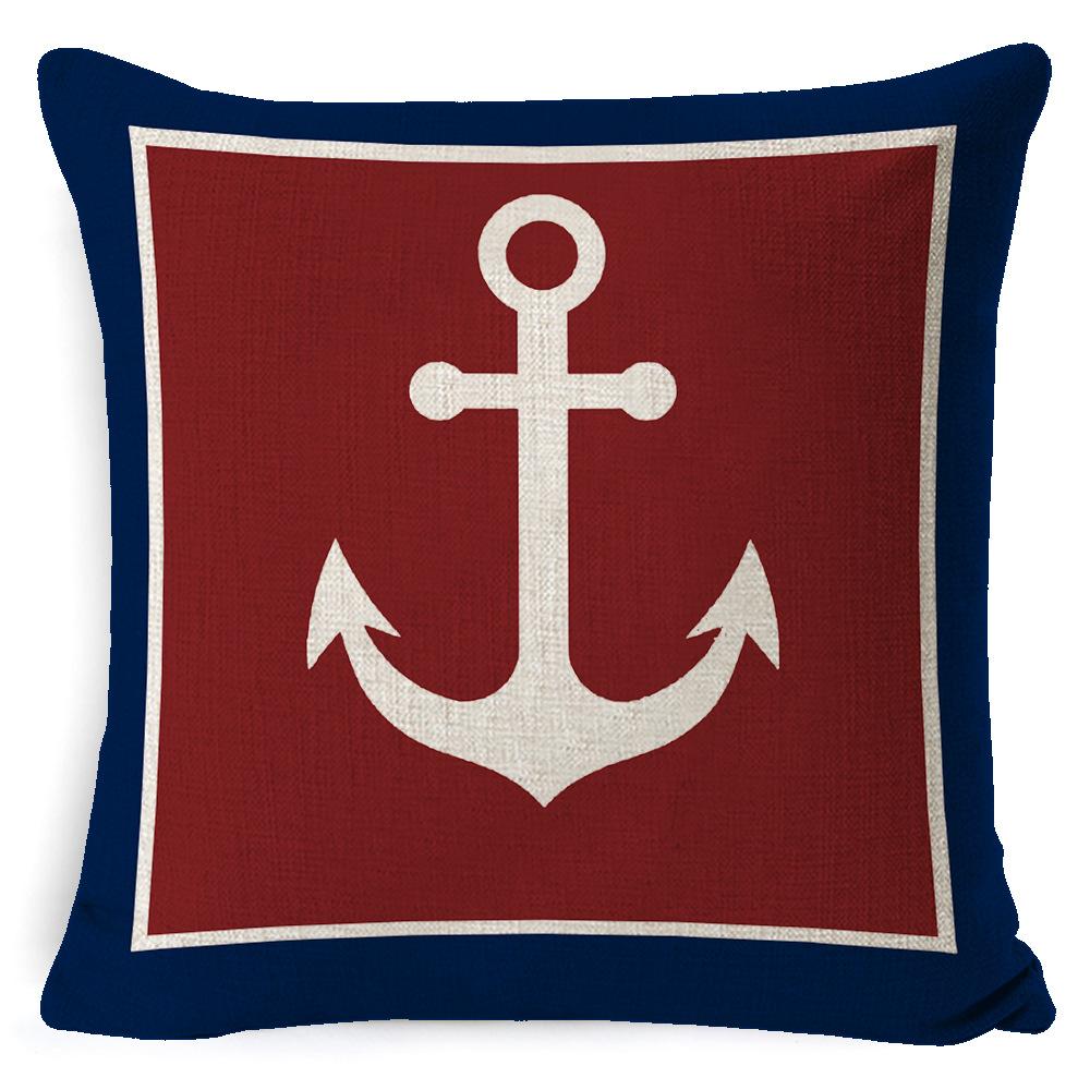 Cushion Cover Ocean Anchor Linen Pillow Cover Simple Sailing Sofa Living Room Pillow Cover Premium Durable Quality