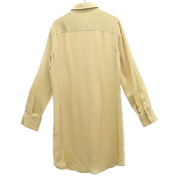 Theory Silk Long Sleeve Shirt Dress P Beige Women Used