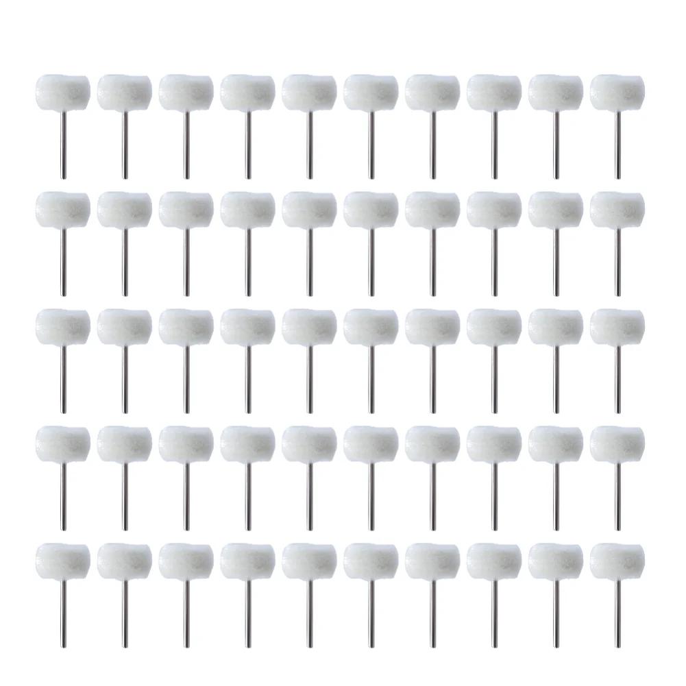 1-120Pcs Mini Wool Polishing Head 3mm Shank Buffing Wheel Polish Brush Drill Rotary Abrasive Brush Hand Grinding Buffing Tools