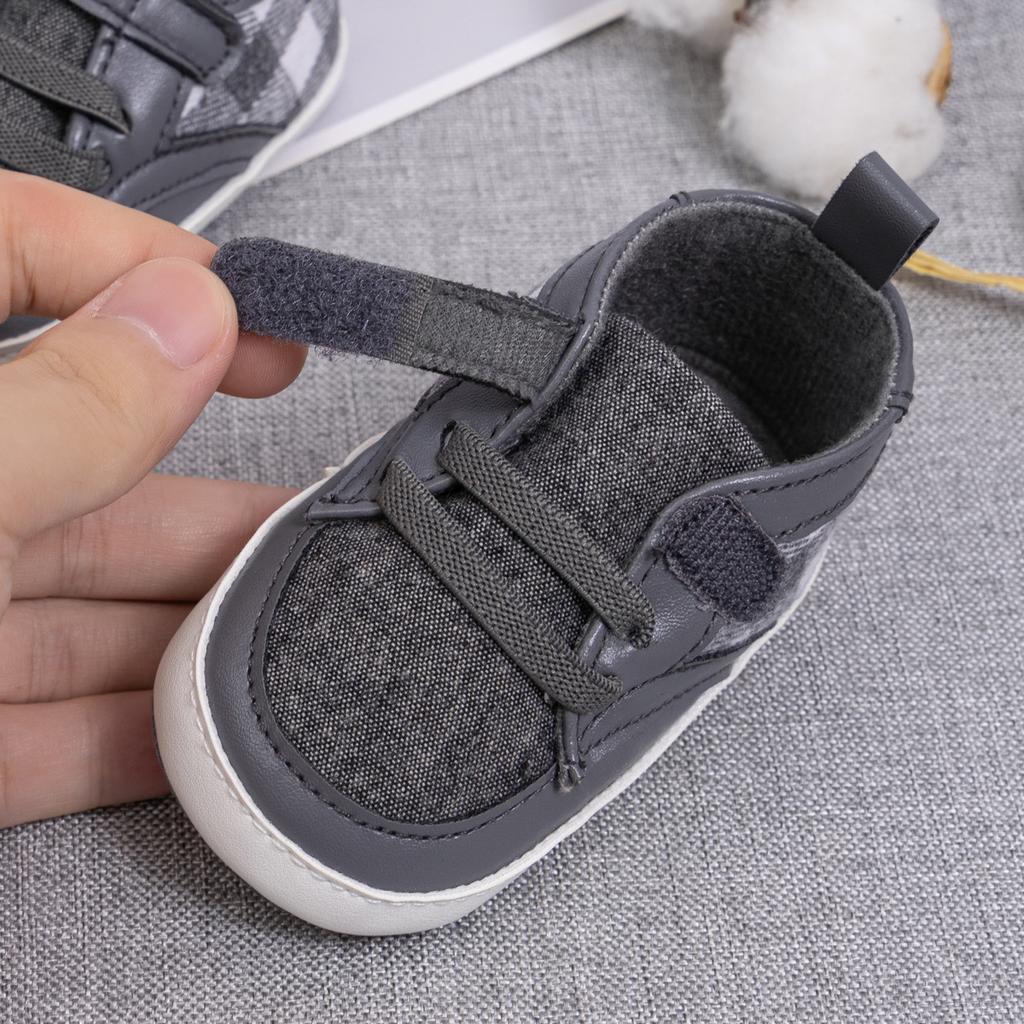 Jesień i Zima Nowe Buty Dziecięce w Kratę Wygodna Miękka Podeszwa Zapinane na Rzep Buty Dziecięce Buty dla Niemowląt Wysokie Trampki Casualowe