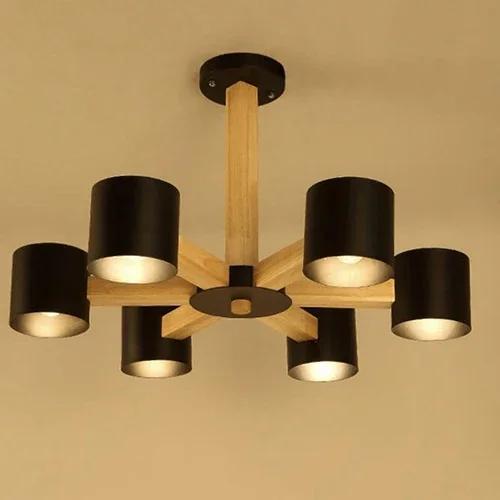 Nordic Modern Wrought Iron Solid Wood E27 Chandelier Bedroom Kitchen Living Room Restaurant Personality Lighting Fixture Home De