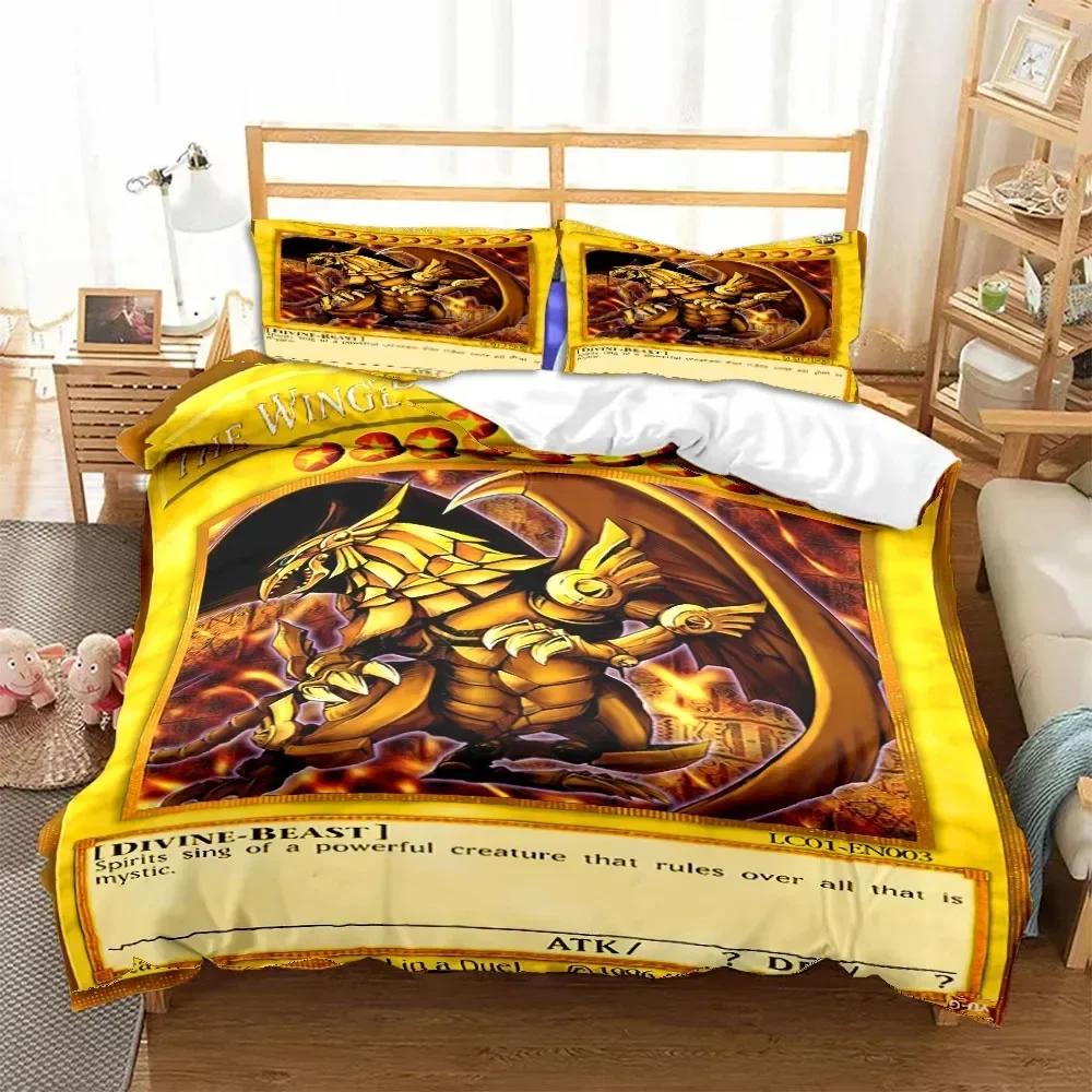 Anime Yu Gi Oh Card Blue Eyes White Dragon Cartoon Bedding Set Single Twin Double Queen King Cal King Size Bed Linen Set