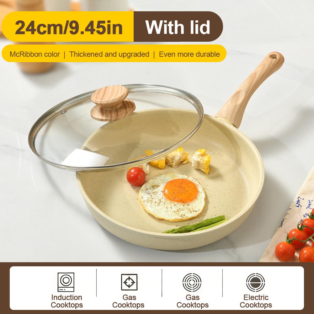Nonstick Frying Pan Skillet with Lid Omelet Pan PFOA/PFAS/PTFE Free Fry Pan Heat Resistant Handle for Induction